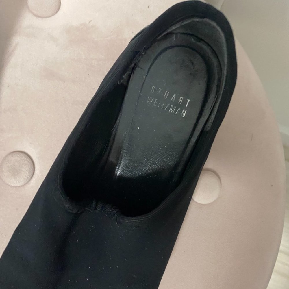 Stuart Weitzman Black Stretchy Pointed Toe Slip On Shoes Size 8 - Picture 3 of 7